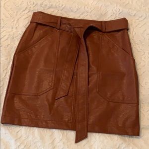 NWOT Faux Leather Mini Skirt camel tan
